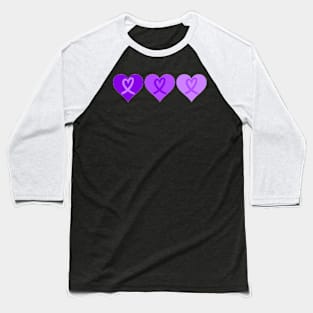 Purple Hearts with Purple Heart Awareness Ribbons Baseball T-Shirt